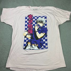 Tokyo Ghoul‎ Shirt Men XL Pink Short Sleeve Anime Graphic Tee